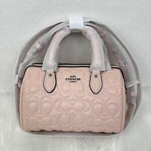 Coach Mini Rowan Crossbody Bag In Signature Leather In Blush